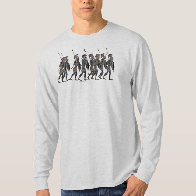 Panoply. Ancient Greek hoplites on the move T-Shirt (Front)
