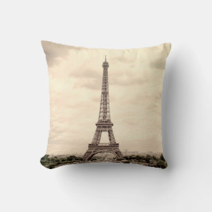 Panorama Eiffel Tower in Paris. France. Vintage vi Throw Pillow