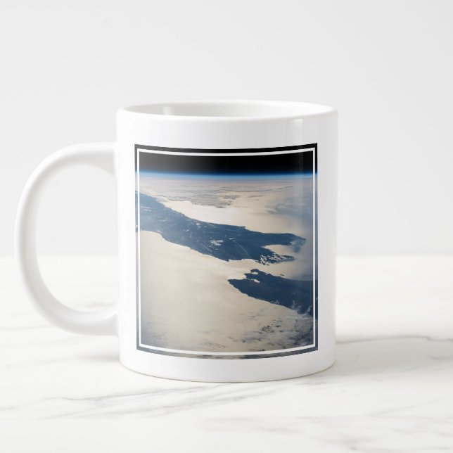 Panorama From Space Highlighting Cook Strait Giant Coffee Mug (Left)
