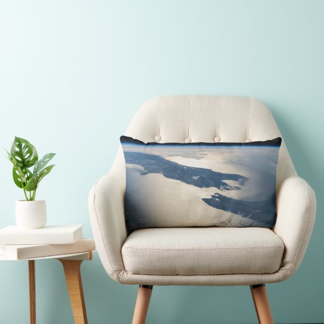 Panorama From Space Highlighting Cook Strait Lumbar Pillow (Chair)