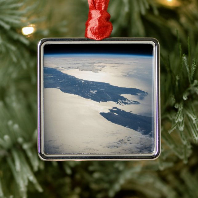 Panorama From Space Highlighting Cook Strait Metal Ornament (Tree)