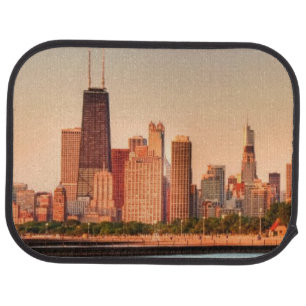 Panorama of Chicago skyline at sunrise Car Floor Mat