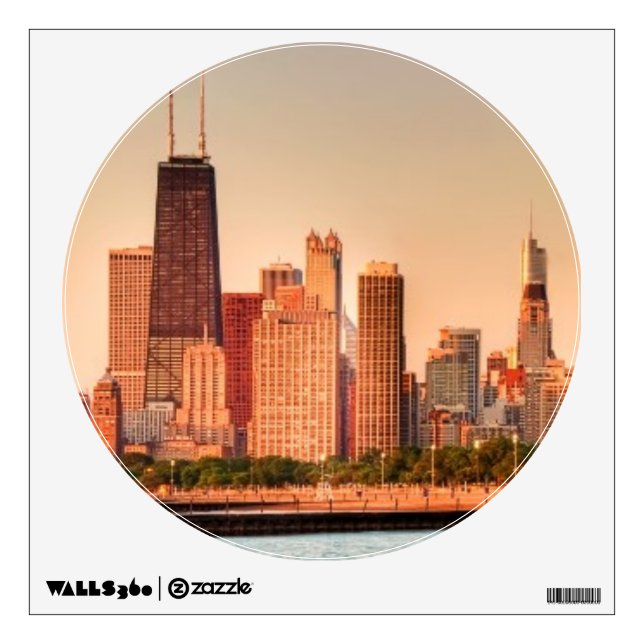Panorama of Chicago skyline at sunrise Wall Sticker (Front)