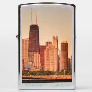 Panorama of Chicago skyline at sunrise Zippo Lighter