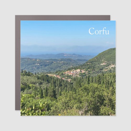 Panorama of Corfu island in Greece Car Magnet