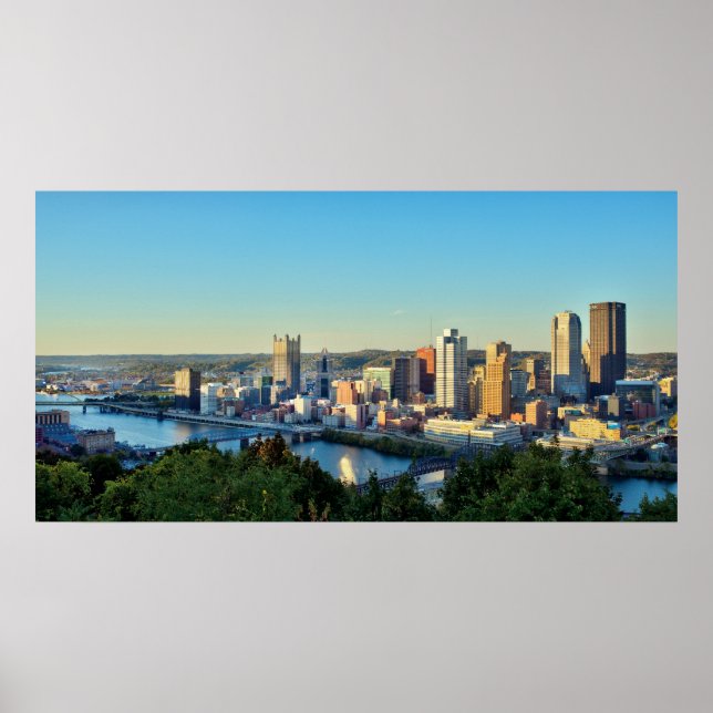 Panorama of Downtown Pittsburg Poster (Front)