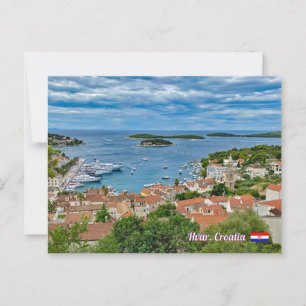 Panorama of Hvar in Croatia travel Postcard