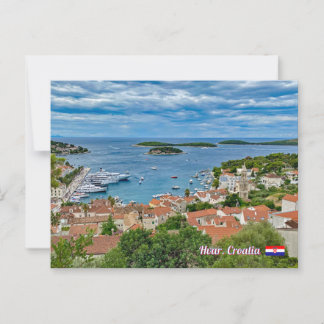 Panorama of Hvar in Croatia travel Postcard