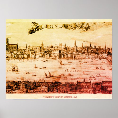 Panorama of London in 1616 Poster