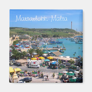 Panorama of Marsaxlokk harbor in Malta Magnet
