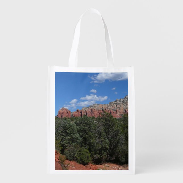 Panorama of Red Rocks in Sedona Arizona Grocery Bag (Front)
