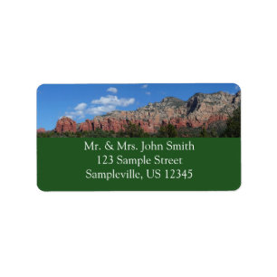 Panorama of Red Rocks in Sedona Arizona Label