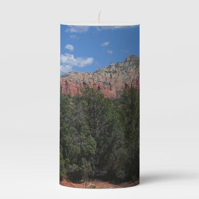 Panorama of Red Rocks in Sedona Arizona Pillar Candle (Front)
