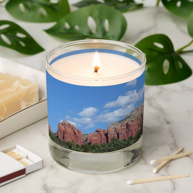 Panorama of Red Rocks in Sedona Arizona Scented Candle (Lit)