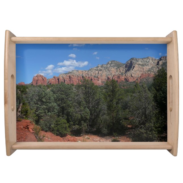 Panorama of Red Rocks in Sedona Arizona Serving Tray (Front)