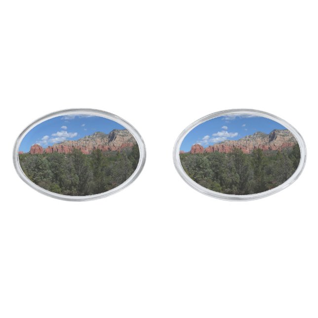 Panorama of Red Rocks in Sedona Arizona Silver Cufflinks (Front)