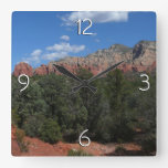 Panorama of Red Rocks in Sedona Arizona Square Wall Clock