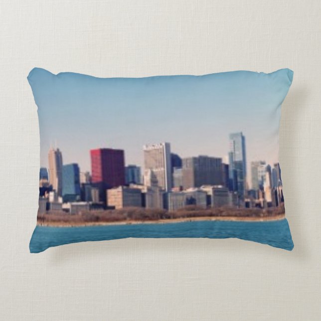 Panorama of the Chicago skyline Accent Pillow (Front)