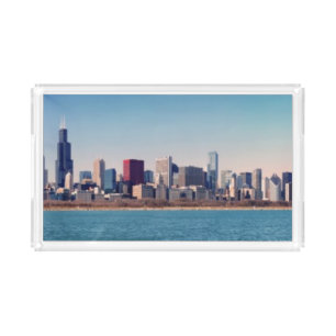 Panorama of the Chicago skyline Acrylic Tray