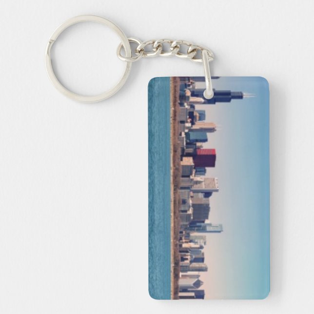 Panorama of the Chicago skyline Keychain (Front)