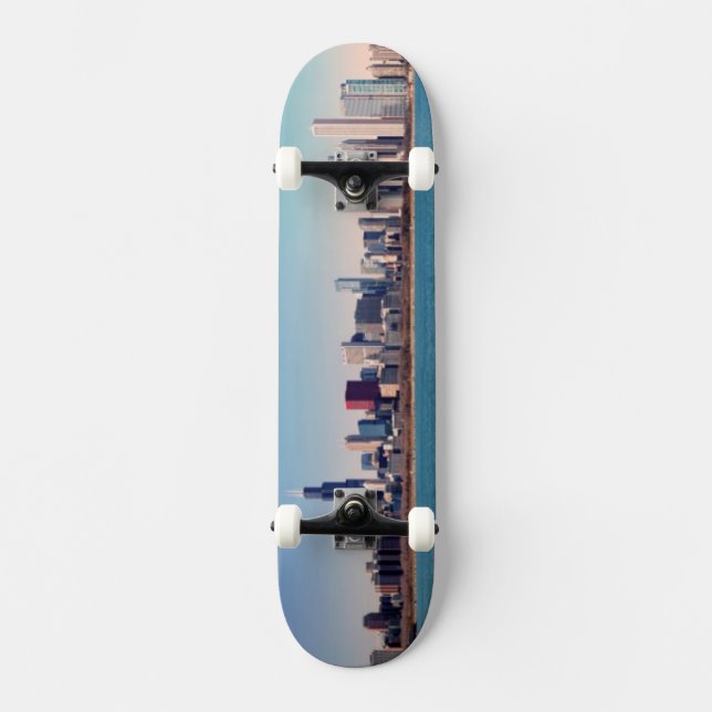 Panorama of the Chicago skyline Skateboard Deck (Front)