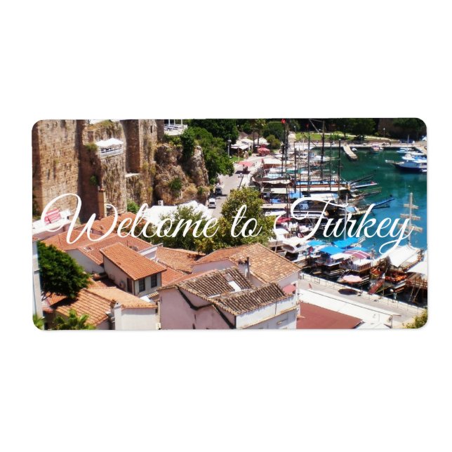 Panorama of the old city Kaleici of Antalya Label (Front)