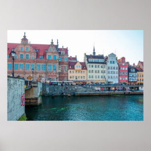 Panorama of typical colorful decorative medieval o poster