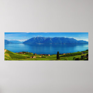 Panorama on Lavaux region, Vaud, Switzerland Poster