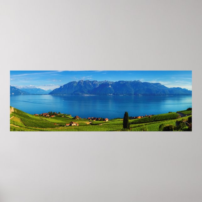 Panorama on Lavaux region, Vaud, Switzerland Poster (Front)