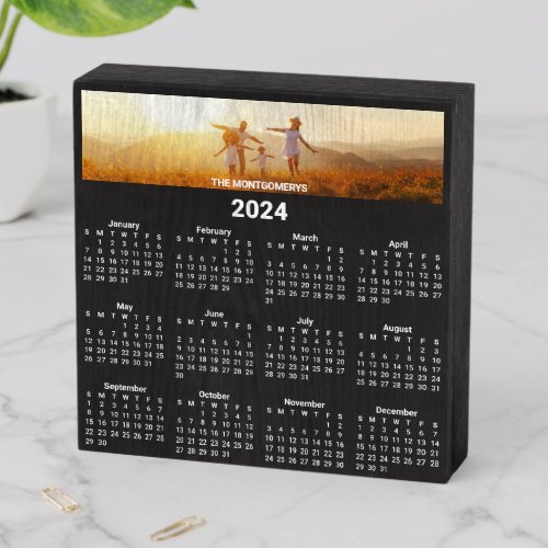 Panorama Photo Black and White 2024 Calendar Wooden Box Sign