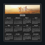 Panorama Photo Black White 2026 Magnetic Calendar<br><div class="desc">Create your own solid color background square shaped 2026 calendar magnet with a panorama style photo along the top. 
The calendar features white modern stylish sans serif font style for the numbers and months.
Customize the black background color to match your photo.</div>
