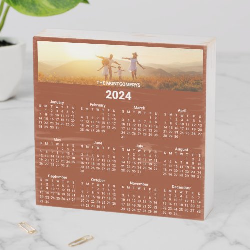 Panorama Photo Rust and White 2024 Calendar Wooden Box Sign