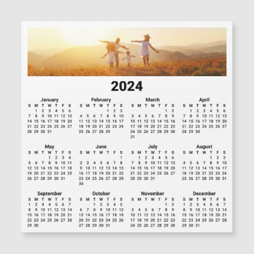 Panorama Photo White Black 2024 Magnetic Calendar