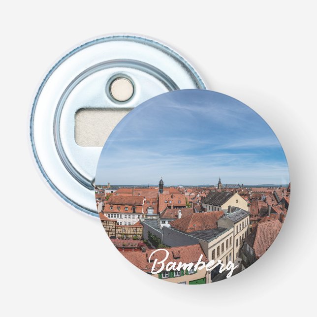 Panorama view of old town from above in Bamberg Bottle Opener (Front)
