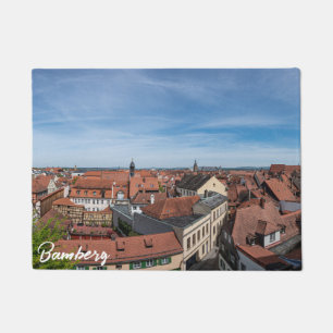 Panorama view of old town from above in Bamberg Doormat