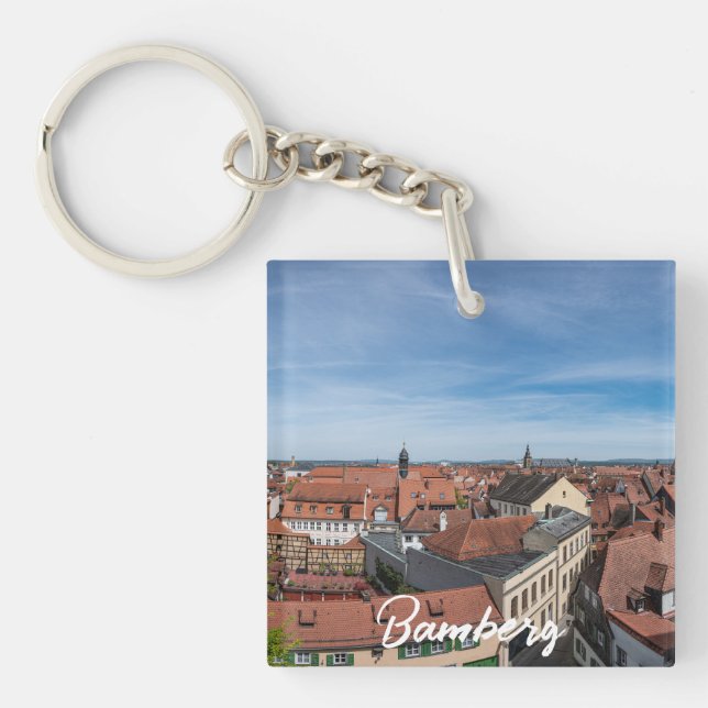 Panorama view of old town from above in Bamberg Keychain (Front)