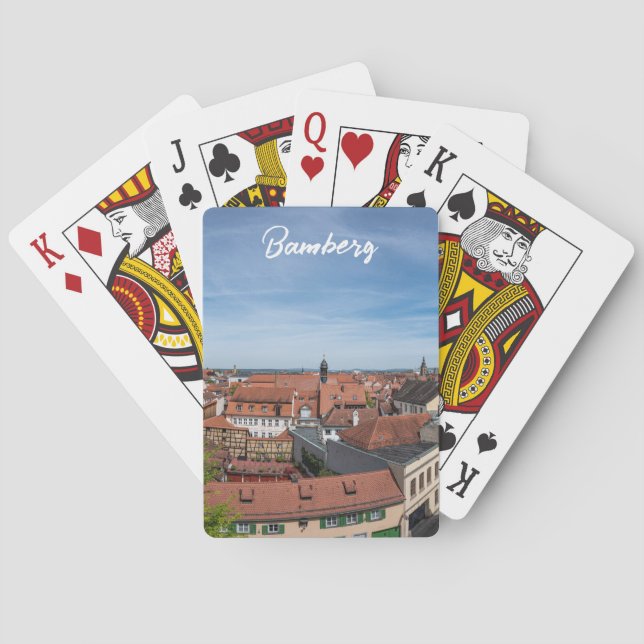 Panorama view of old town from above in Bamberg Poker Cards (Back)