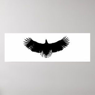 Panoramic American Eagle Silhouette Poster Print