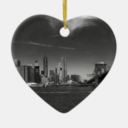 Panoramic Black White Brooklyn Ceramic Ornament