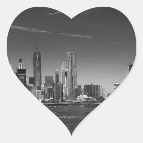 Panoramic Black White Brooklyn Heart Sticker