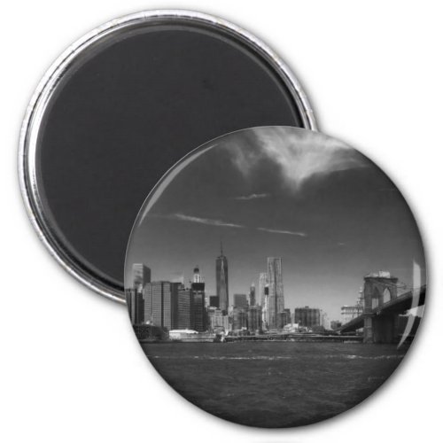 Panoramic Black White Brooklyn Magnet