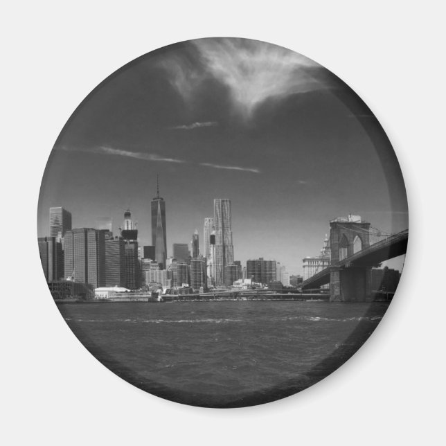 Panoramic Black White Brooklyn Magnet (Front)
