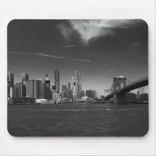 Panoramic Black White Brooklyn Mouse Pad