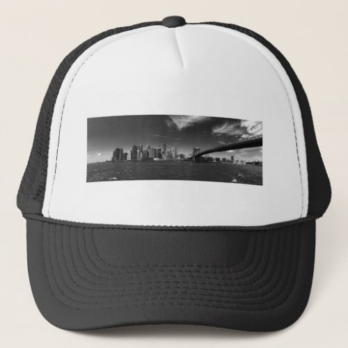 Panoramic Black White Brooklyn Trucker Hat