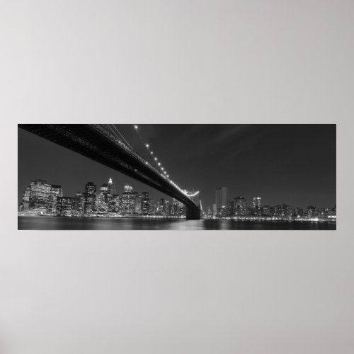 Panoramic Black White New York City Skyline Poster