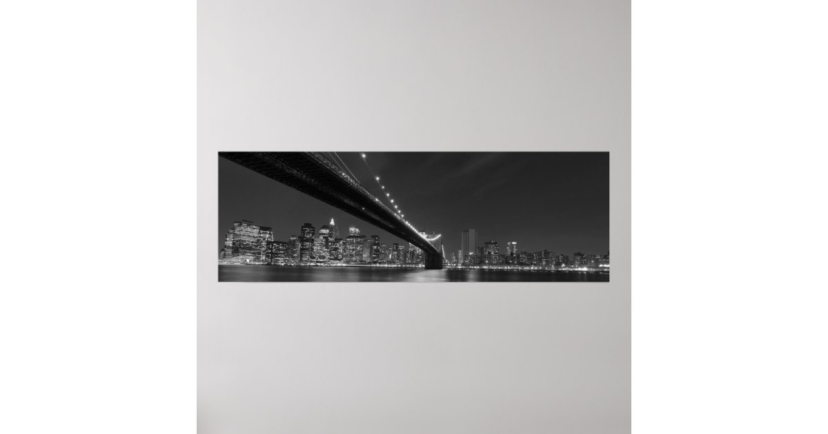 Panoramic Black White New York City Skyline Poster | Zazzle