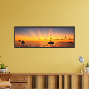 Panoramic Caribbean Sunset Canvas Art