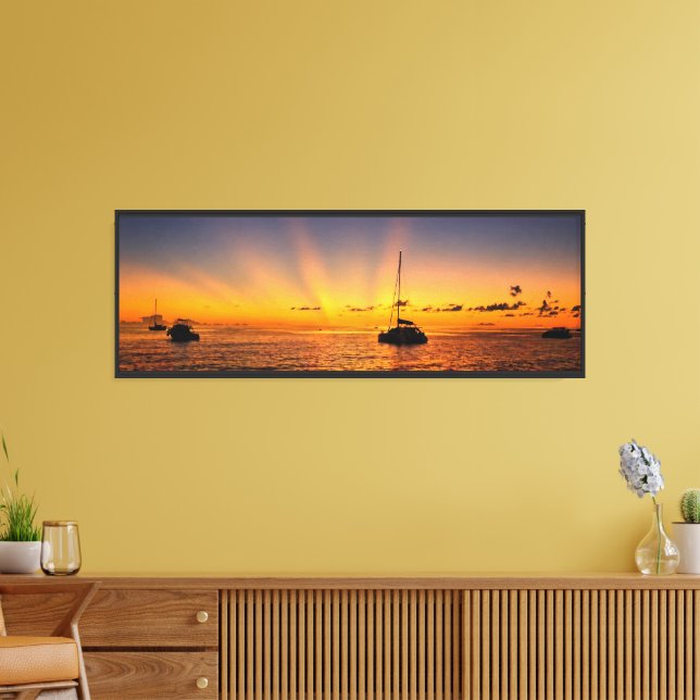 Panoramic Caribbean Sunset Canvas Art (Insitu(LivingRoom))