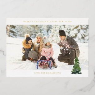 Panoramic Chic H Photo - Christmas Tree Foil Invitation