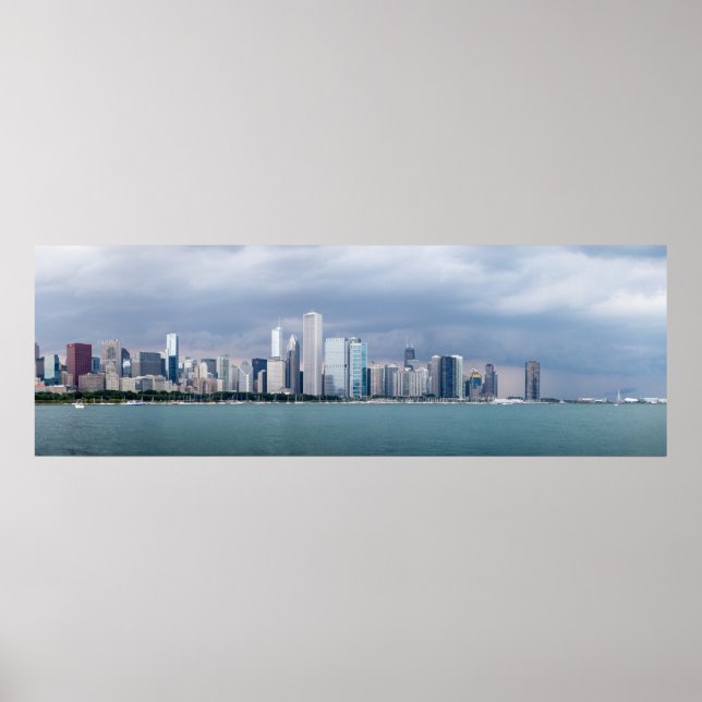 Panoramic Chicago Skyline Pictures Poster (Front)